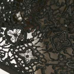 Pre Owned Louis Vuitton Black Monogram Lace Blouse M