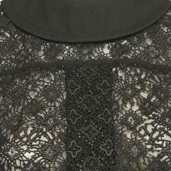 Pre Owned Louis Vuitton Black Monogram Lace Blouse M