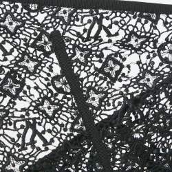 Pre Owned Louis Vuitton Black Monogram Lace Blouse M