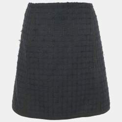 Pre Owned Louis Vuitton Navy Blue Tweed Mini Skirt M