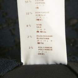 Pre Owned Louis Vuitton Navy Blue Tweed Mini Skirt M