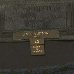 Pre Owned Louis Vuitton Navy Blue Tweed Mini Skirt M