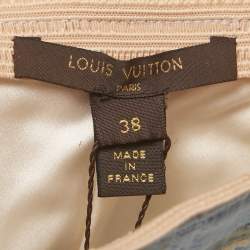 Pre Owned Louis Vuitton Blue Lurex Tweed Pencil Skirt M