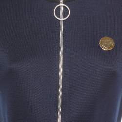 Pre Owned Louis Vuitton Navy Blue Cotton Jersey Zip Front Dress S
