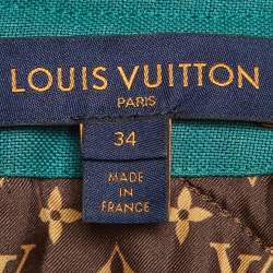 Pre Owned Louis Vuitton Green Linen Leather Trim Bomber Jacket S