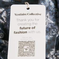 Pre Owned Louis Vuitton Blue/Grey Logo Print Cotton Long Sleeve Shirt M