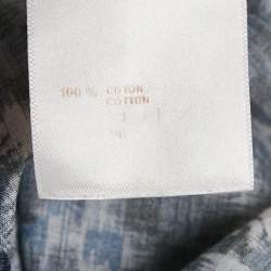 Pre Owned Louis Vuitton Blue/Grey Logo Print Cotton Long Sleeve Shirt M