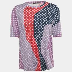 Pre Owned Louis Vuitton Purple Monogram Print Jersey T-Shirt L