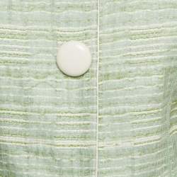 Pre Owned Louis Vuitton Green Tweed Button Front Jacket M