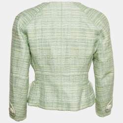 Pre Owned Louis Vuitton Green Tweed Button Front Jacket M