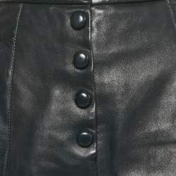 Pre Owned Louis Vuitton Teal Blue Leather Mini Skirt M