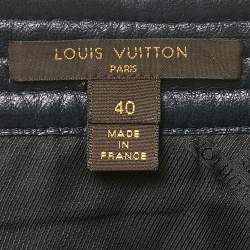 Pre Owned Louis Vuitton Teal Blue Leather Mini Skirt M