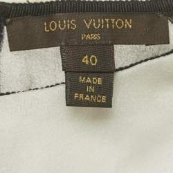 مملوكة مسبقًا بلوزة لويس فيتون كريب شفاف أسود بأكمام منفوخة مقاس متوسط