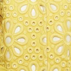 Pre Owned Louis Vuitton Yellow Floral Eyelet Detail Nylon Short Coat S 