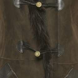 Pre Owned Louis Vuitton Brown Leather Reversible Mouton Fur Gilet Coat S