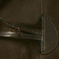 Pre Owned Louis Vuitton Brown Leather Reversible Mouton Fur Gilet Coat S