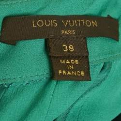 Pre Owned Louis Vuitton Navy Blue Silk Pleated Mini Dress M