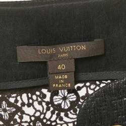 Pre Owned Louis Vuitton Black Lace Trim Lurex Knit Short Dress S