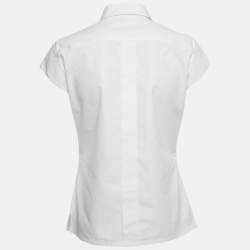 مملوكة مسبقًا Louis Vuitton White Cotton Cap Sleeve Shirt S