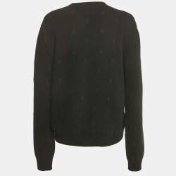 Pre Owned سويتر لوي فيتون صوف تريكو أسود بنقشة المونوغرام كبيرة منصور لويس فيتون مقاس متوسط