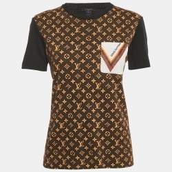 Pre Owned Louis Vuitton Brown/Black Monogram Print Jersey T-Shirt M