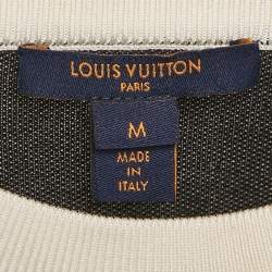 Pre Owned Louis Vuitton Black Knit Logo Detail Cropped Sweater M