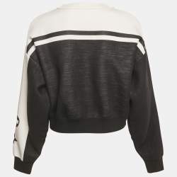 Pre Owned Louis Vuitton Black Knit Logo Detail Cropped Sweater M