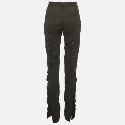 Pre Owned Louis Vuitton Black Crepe Ruffed Pants M