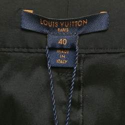 Pre Owned Louis Vuitton Black Crepe Ruffed Pants M