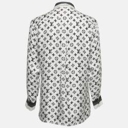 Pre Owned بلوزة لويس فيتون حرير طباعة شعار أبيض مقاس صغير