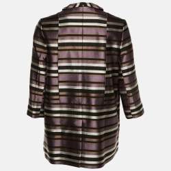 Pre Owned Louis Vuitton Multicolor Striped Silk & Cotton Double Breasted Jacket M