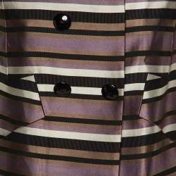 Pre Owned Louis Vuitton Multicolor Striped Silk & Cotton Double Breasted Jacket M