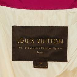 Pre Owned Louis Vuitton Ivory/Muticolor Striped Scarf Detail Coat M