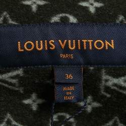 مملوكة مسبقًا Louis Vuitton Black Wool Open Front Belted Leather Trim Coat S 