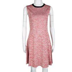 Pre Owned فستان لوي فيتون بلا أكمام تريكو سبيس داي أبيض وأحمر S