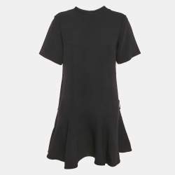 Pre Owned Louis Vuitton Black Wool Blend Flounce Mini Dress M