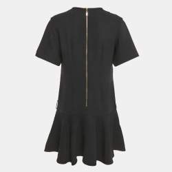 Pre Owned Louis Vuitton Black Wool Blend Flounce Mini Dress M
