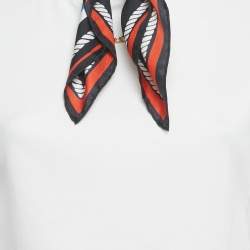 Pre Owned Louis Vuitton White Voyage Scarf Detail Cotton T-Shirt XS
