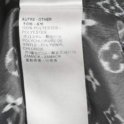 Pre Owned Louis Vuitton Grey Logo Print Silk Blend Zip-Up Hooded Jacket S