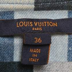 Pre Owned Louis Vuitton Blue Monogram Checks Denim Mini Dress S