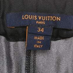 Pre Owned Louis Vuitton Black Logo Print Silk Trousers S