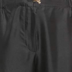 Pre Owned Louis Vuitton Black Logo Print Silk Trousers S