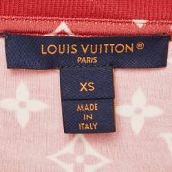 مملوكة مسبقًا Louis Vuitton Red Logo Print Cotton Knit Chain Detail Crew Neck T-Shirt XS