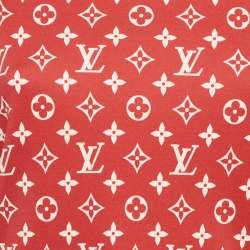 مملوكة مسبقًا Louis Vuitton Red Logo Print Cotton Knit Chain Detail Crew Neck T-Shirt XS