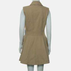 Pre Owned Louis Vuitton Double Breasted Gabardine Dress Size M