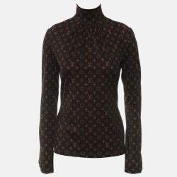 Pre Owned Louis Vuitton Monogram Print Long Sleeve Turtleneck Top Size S