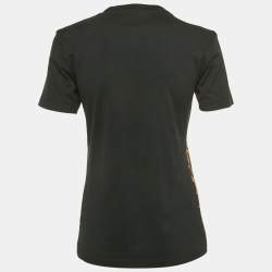 Pre Owned تي شيرت لوي فيتون قطن بطبعة مونوجرام أسود/بني رقبة دائرية مقاس متوسط