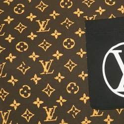 Pre Owned تي شيرت لوي فيتون قطن بطبعة مونوجرام أسود/بني رقبة دائرية مقاس متوسط