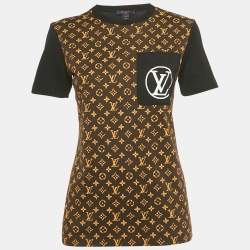 Pre Owned Louis Vuitton Black/Brown Monogram Print Cotton Crew Neck T-Shirt M