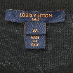 Pre Owned تي شيرت لوي فيتون قطن بطبعة مونوجرام أسود/بني رقبة دائرية مقاس متوسط